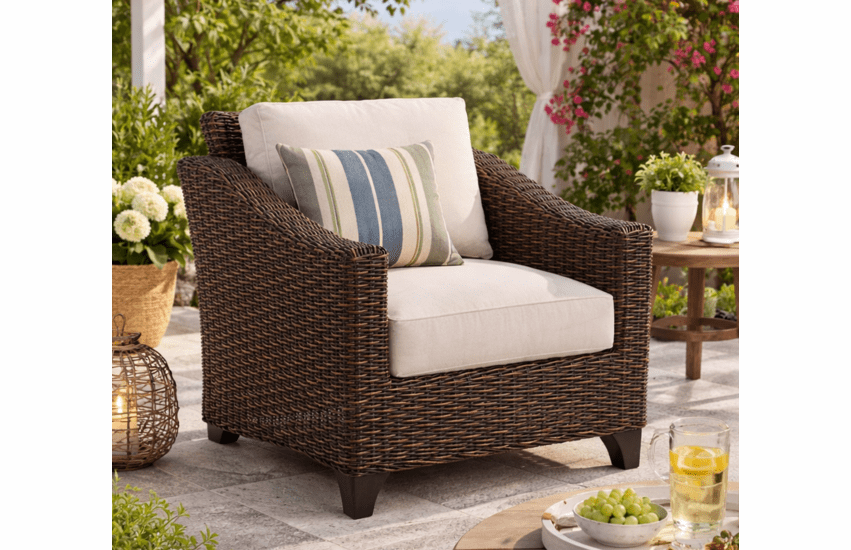 Lane Venture Requisite Wicker Lounge Chair-Shown in Macchiato