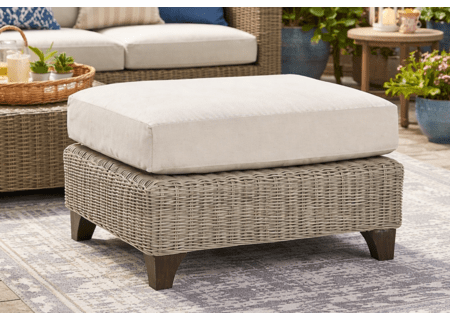 Lane Venture Requisite Wicker Ottoman-Shown in Bone