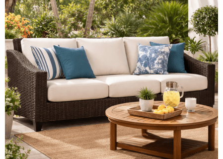 Lane Venture Requisite Wicker Sofa-Shown in Macchiato