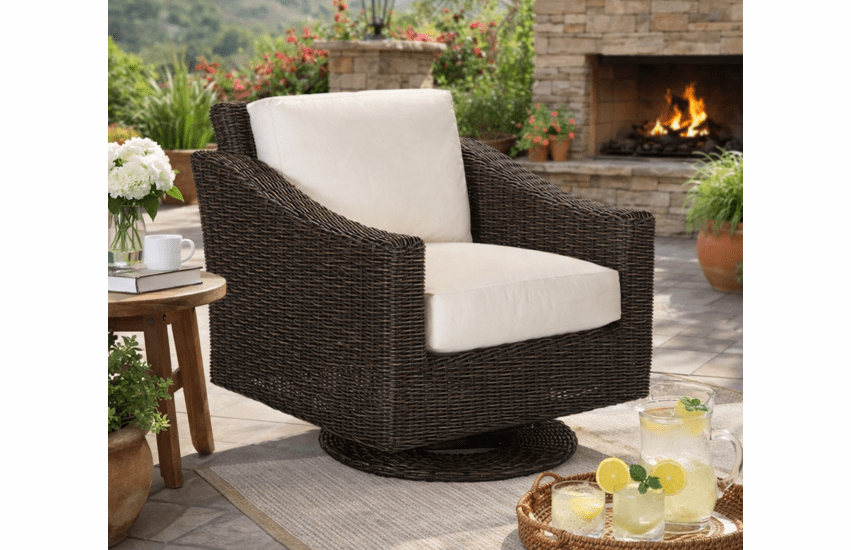 Lane Venture Requisite Wicker Swivel Glider-Shown in Macchiato