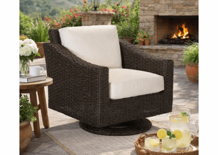 Lane Venture Requisite Wicker Swivel Glider-Shown in Macchiato