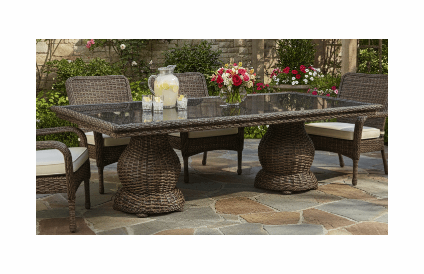 Lane Venture South Hampton 96" Long Glass Top Dining Table