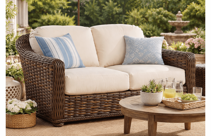 Lane Venture South Hampton Loveseat Available in Tuscan Brown and Sandalwood