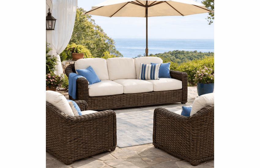 Lane Venture South Hampton Outdoor Wicker Set of 3: 2 Chairs and 1 Sofa. Sandalwood finish only