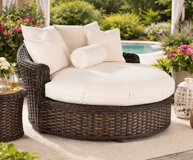 Lane Venture South Hampton Round Chaise Sandalwood  finish only 