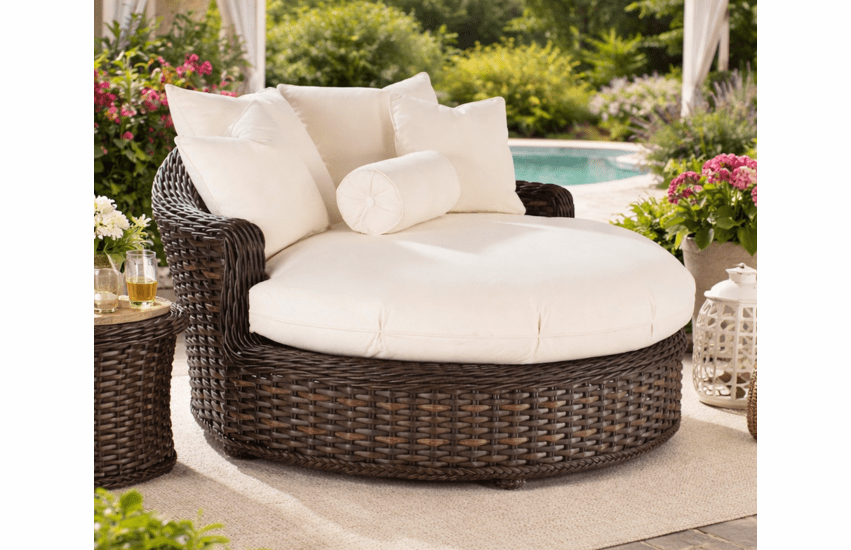 Lane Venture South Hampton Round Chaise Sandalwood  finish only 