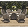 Lane Venture South Hampton Round Dining Table With 4 Swivel Dining Chairs Shown In Sandalwood 