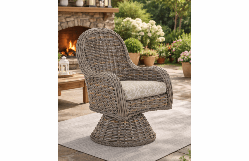 Lane Venture South Hampton Swivel Dining Chair (Shown In Sandalwood)