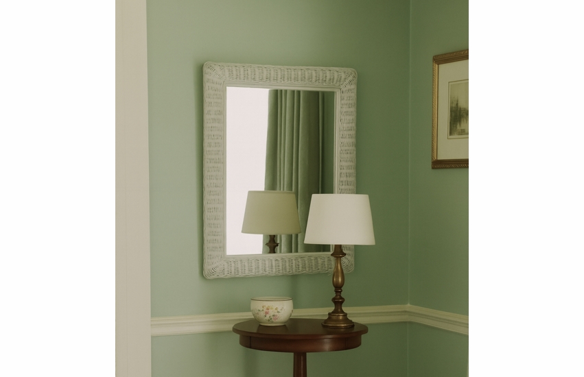Large Rectangular Wicker Mirror