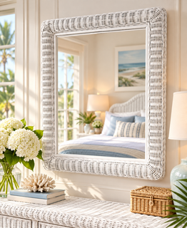 Large Rectangular Wicker Mirror