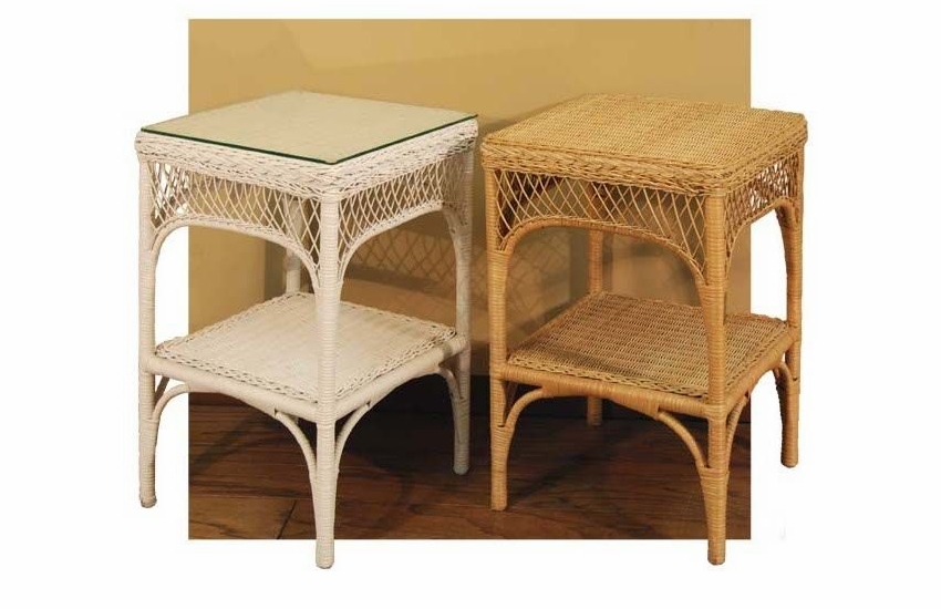 Lattice Wicker End Table