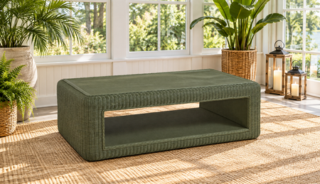 Braxton Culler Luma Wicker Coffee Table With Casters (Available in 30 Finish Choices)