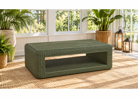 Braxton Culler Luma Wicker Coffee Table With Casters (Available in 30 Finish Choices)