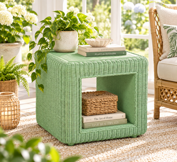 Braxton Culler Luma Wicker End Table With Bottom Shelf (Available in 30 Finish Choices)