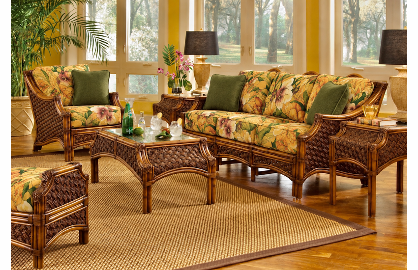 Maui Brownwash Rattan Furniture Set of 6