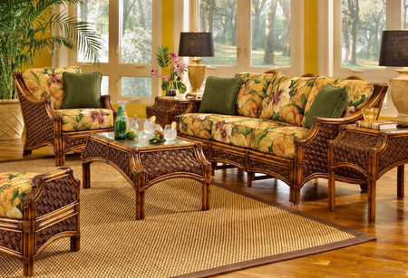 Maui Brownwash Rattan Furniture Set of 6