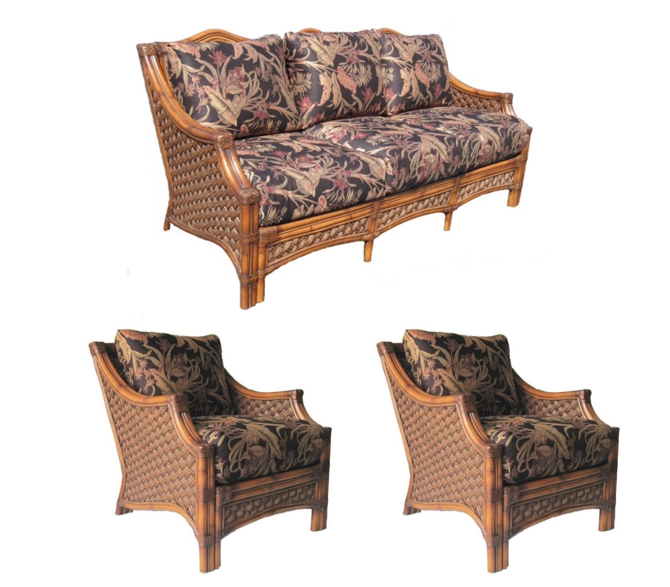 Melbourne Rattan Set Of 3 2 Chairs and Sofa