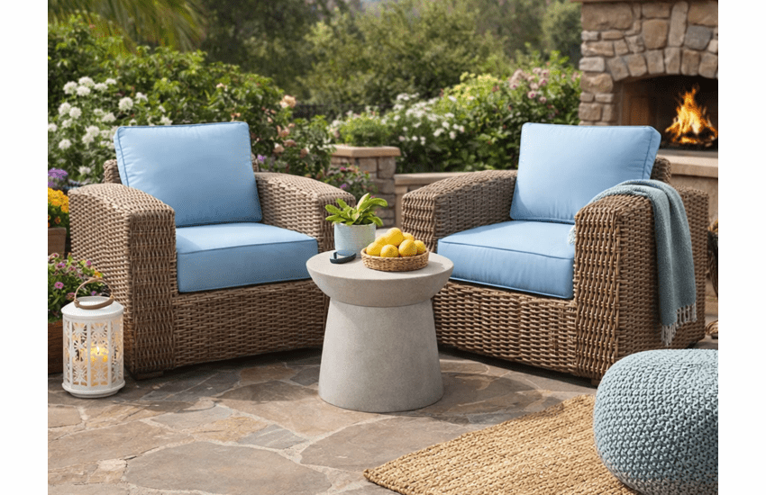 Monaco Outdoor Wicker Set of   2 Chairs  With Sunbrella fabric  SOLD 