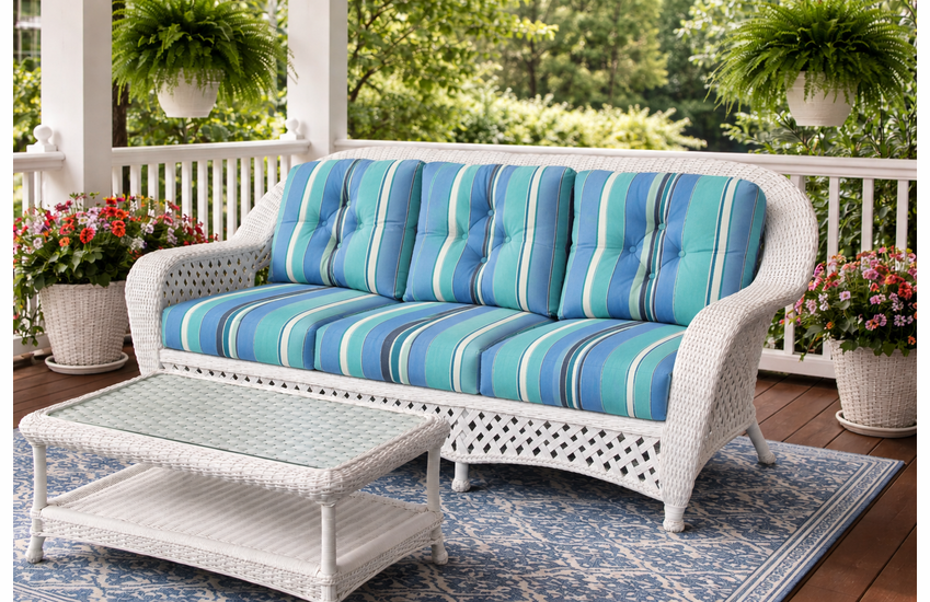 Montauk Outdoor Wicker White Sofa-Hurry only 1 left!
