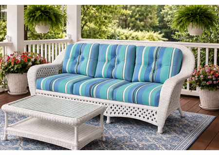 Montauk Outdoor Wicker White Sofa