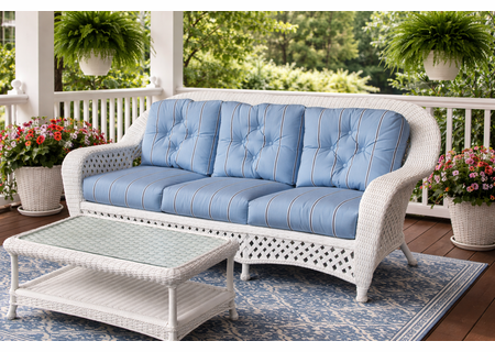 Montauk Outdoor Wicker White Sofa