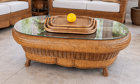 Morocco Wicker Coffee Table With Glass Top