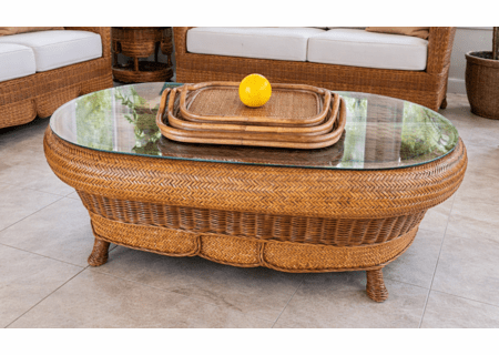 Morocco Wicker Coffee Table With Glass Top