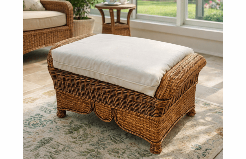 Morocco Wicker Ottoman