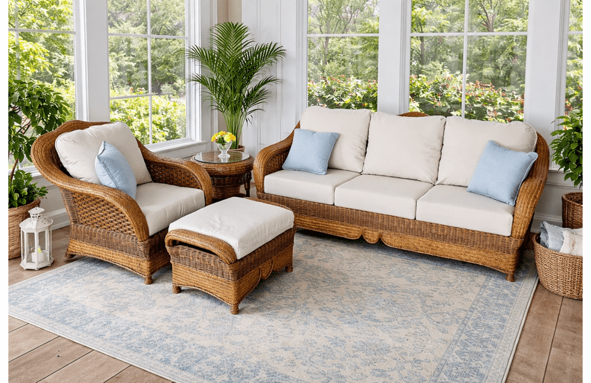 Morocco Wicker Set of 4 (Sofa, Chair, Ottoman, End Table)