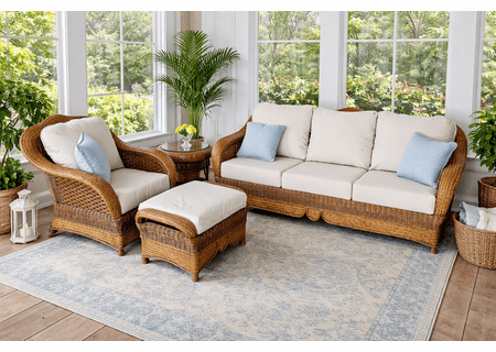 Morocco Wicker Set of 4 (Sofa, Chair, Ottoman, End Table)