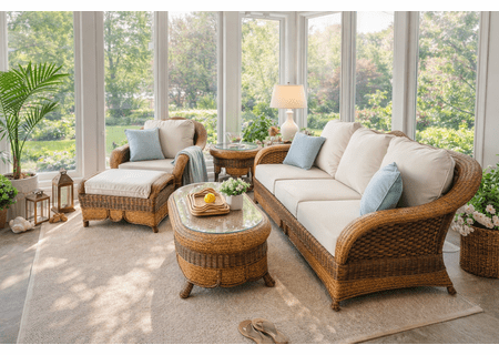 Morocco Wicker Set Of 5 (Sofa, Chair, Ottoman, End Table, Coffee Table)