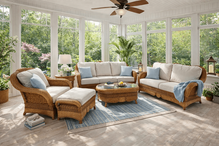 Morocco Wicker Set Of 6 (Sofa, Loveseat, Chair, Ottoman, End Table, Coffee Table)