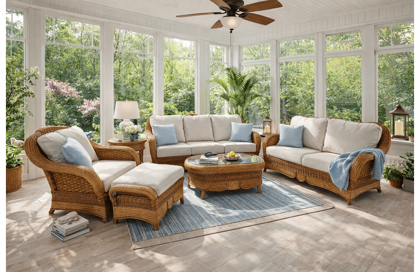 Morocco Wicker Set Of 6 (Sofa, Loveseat, Chair, Ottoman, End Table, Coffee Table)