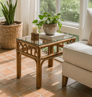 Braxton Culler Edgewater Rattan End Table With Glass Top