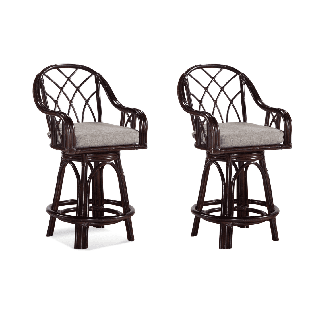 Braxton Culler Edgewater Set of 2 rattan swivel counter Stools