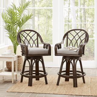 Braxton Culler Edgewater Set of 2 rattan swivel counter Stools