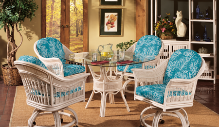 Nantucket Rattan Tilt Swivel  Castered dining set of 5  