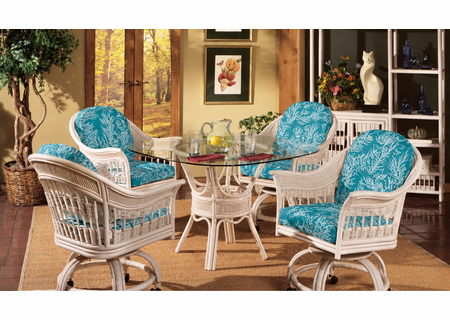 Nantucket Rattan Tilt Swivel  Castered dining set of 5  
