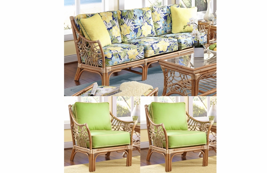 Nassau Rattan Set Of 3 2 Chairs and Sofa