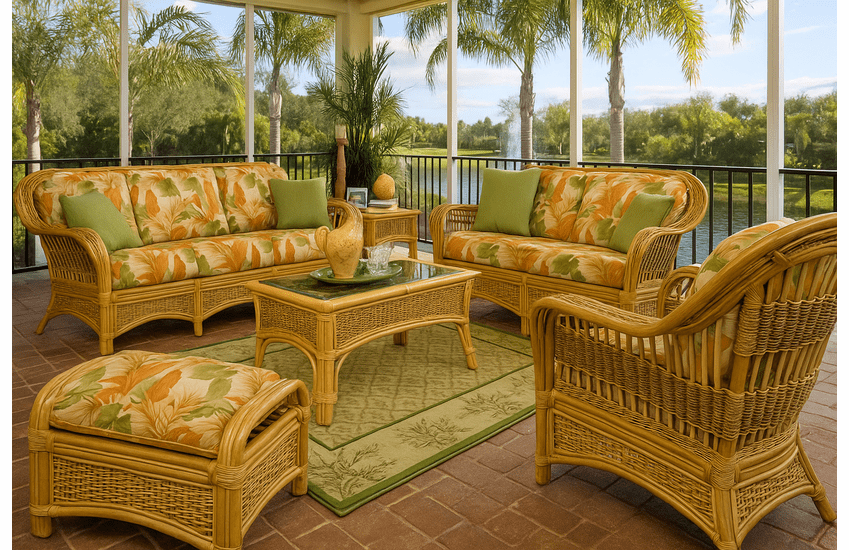 Natural Rattan Furniture Set of 6: Tropical Breeze