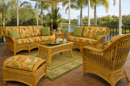 Natural Rattan Furniture Set of 6: Tropical Breeze