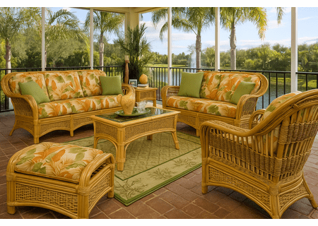 Natural Rattan Furniture Set of 6: Tropical Breeze