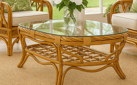 Maui Rattan Coffee Table with Glass Top