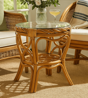 Maui End Table with Glass Top