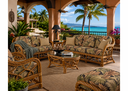 New Twist Rattan Set of 6: Sofa, Loveseat, Chair, Ottoman, End Table and Coffee Table