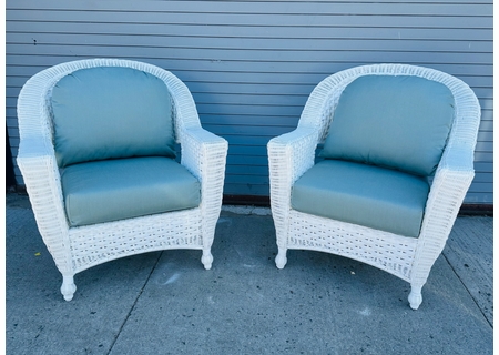 North Cape Outdoor Wicker Set of 2 Chairs with Sunbrella Spa Fabric