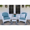 North Cape White Wicker Set of 3 - 2 Chairs and 1 End Table With Sunbrella Spa Fabric