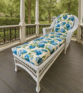 Outdoor Wicker Chaise - Cape Cod Style (Available in 2 Finishes) with  bottom and back  cushions included 