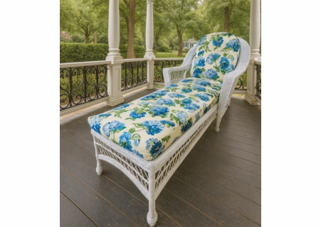 Outdoor Wicker Chaise - Cape Cod Style (Available in 2 Finishes) with  bottom and back  cushions included 