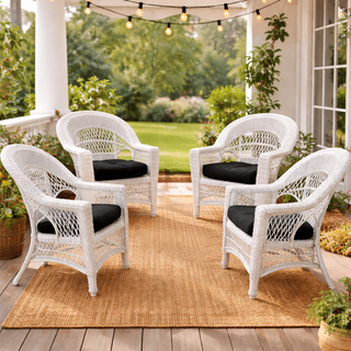 Outdoor Wicker Dining Chair Set of 4: Cape Cod (Available in 2 Finishes)
